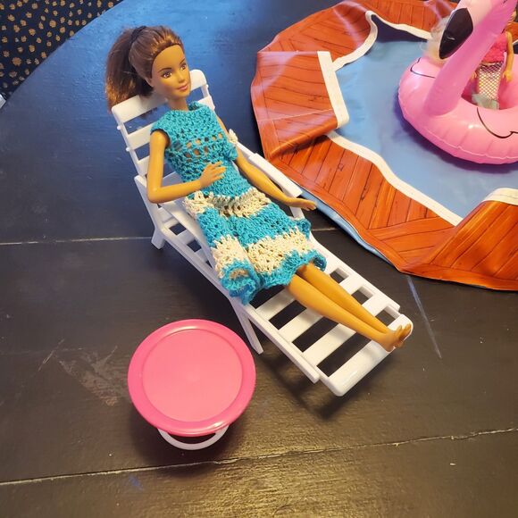 Barbie Pool Party Set Table BBQ Lounger Chairs Floatie *No Dolls - Picture 5 of 5